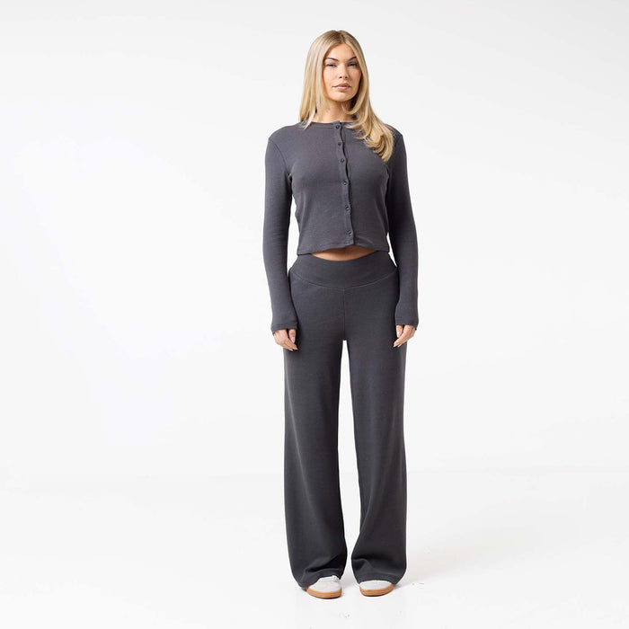 Ribbed Open Hem Set | Charcoal