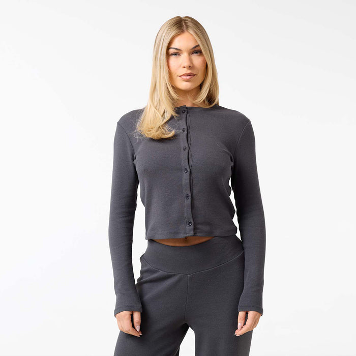 Ribbed Open Hem Set | Charcoal