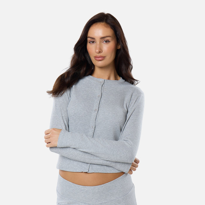 Ribbed Open Hem Set | Grey Marl