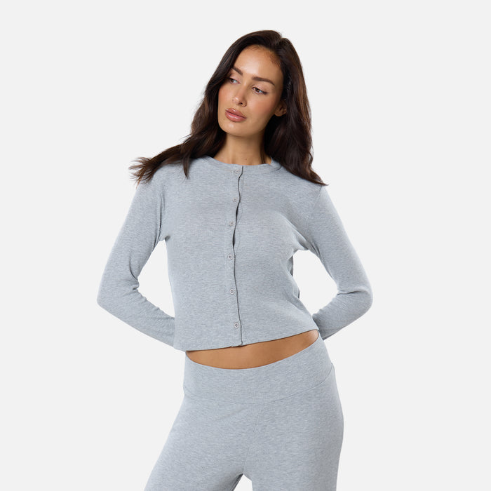 Ribbed Open Hem Set | Grey Marl