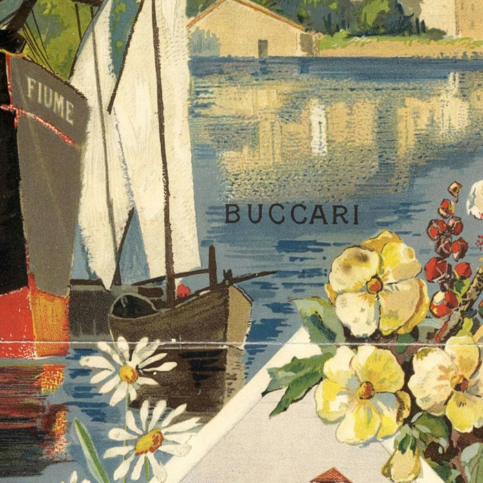 Rijeka Travel Poster: Fiume – Buccari – Zagreb by Royal Hungarian State Railways, 1890
