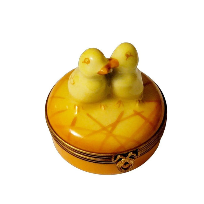 Two Chicks Smooching Box Porcelain Limoges chick farm easter Rochard Limoges Box French Trinket Box