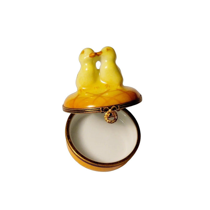 Two Chicks Smooching Box Porcelain Limoges chick farm easter Rochard Limoges Box French Trinket Box