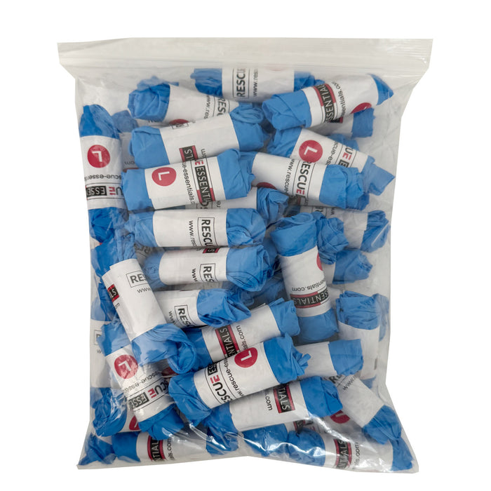 Rolled Pairs Blue Nitrile Gloves, 50 Pack-in bag