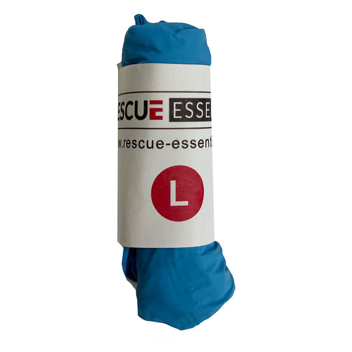 Rolled Pair of Blue Nitrile Gloves, size large