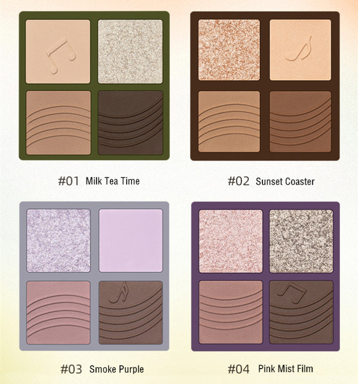 ROMANTIC BEAUTY Vinyl Record 4 Color Eyeshadow Palette T3882