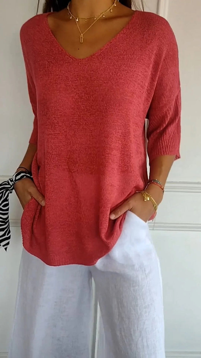 ROSE - Timeless V neck Top