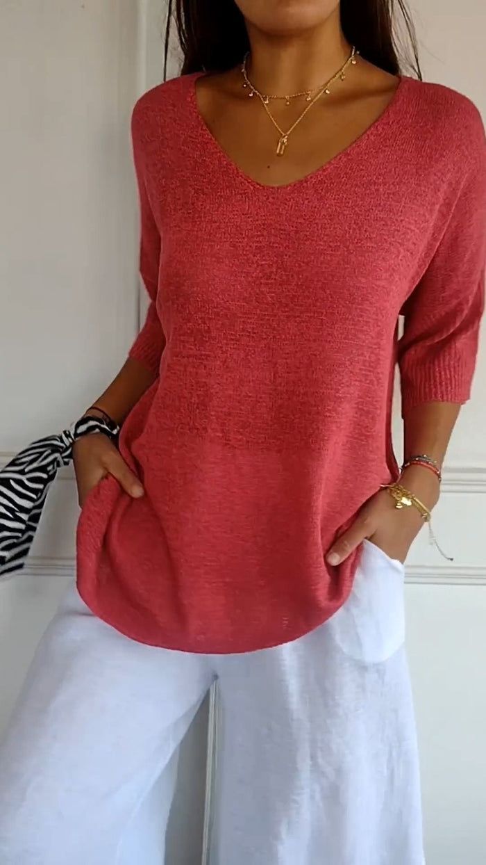 ROSE - Timeless V neck Top