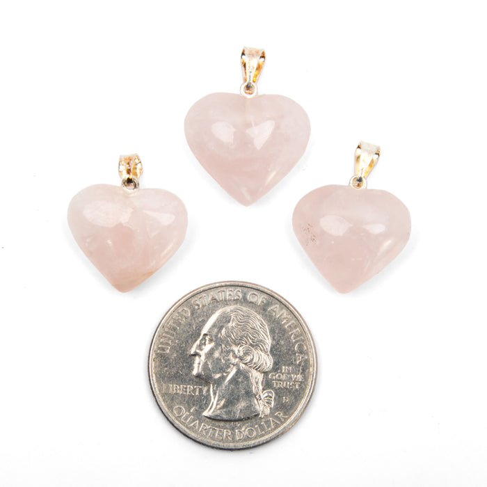 Rose Quartz - Mini Heart Pendants