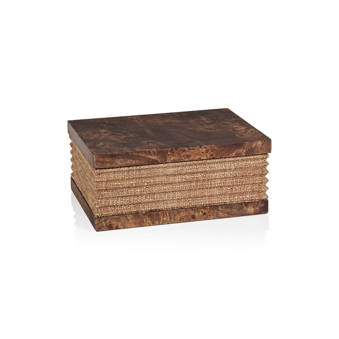 Rosso Burlwood and Raffia Box - Decorative Accessories by Carlyle Avenue