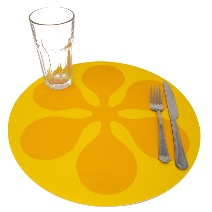 Round Modfest Vinyl Placemat - Yellow - Destination PSP
