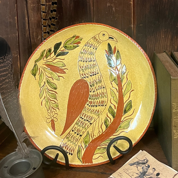 RRP-RP7 Bird Sgraffito Redware Plate