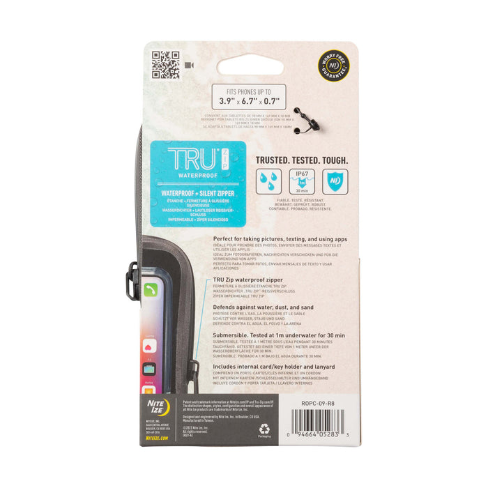 RunOff® Waterproof Phone Case, back of packaging