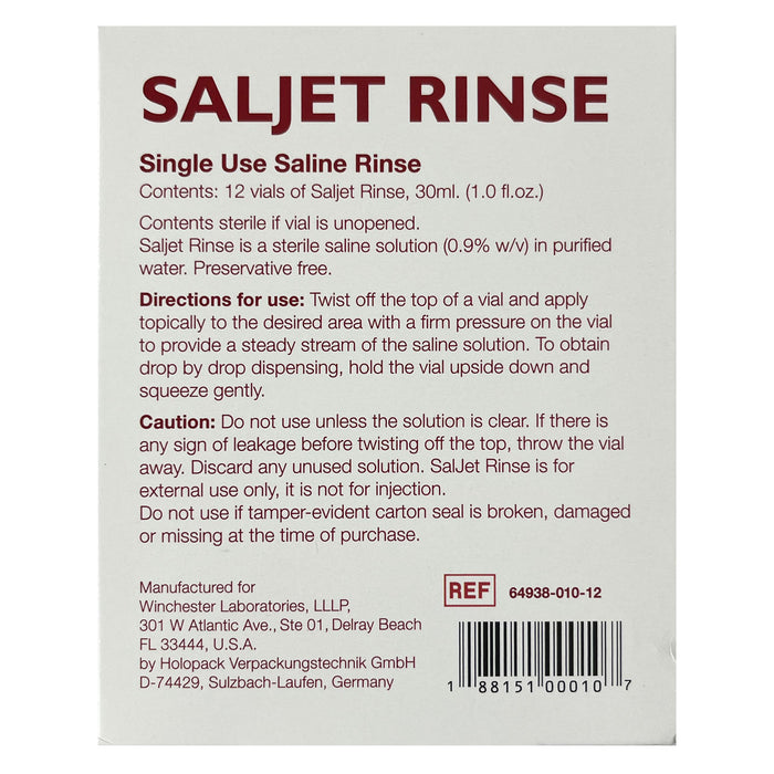 Saljet Rinse 0.9% Sterile Saline Solution (12-Pack)