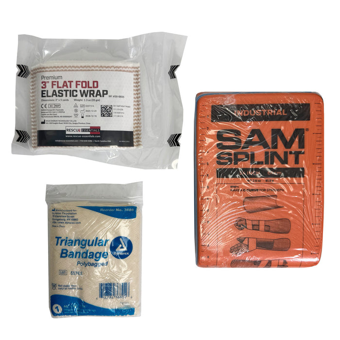 SAM Splint Sling Combo Pack (24" SAM Splint, 3” Elastic Bandage and Triangular Bandage) Immobilization Rescue Essentials