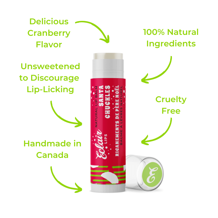 Eclair Lips Santa Chuckles lip balm with cranberry flavor and natural...