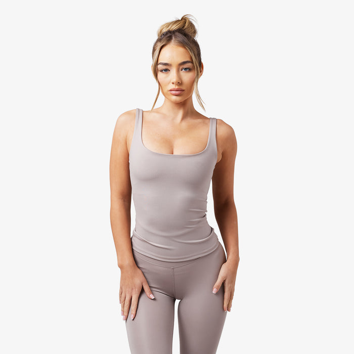 Second Skin Square Neck Vest | Taupe