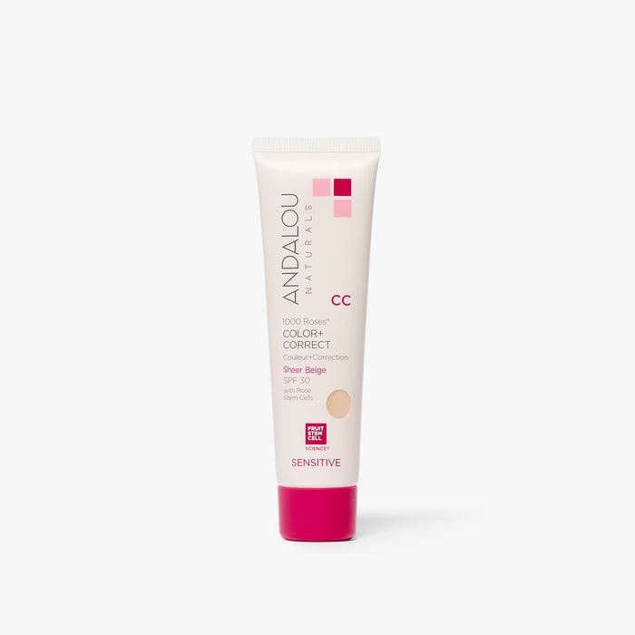 Sensitive 1000 Roses CC Color + Correct Sheer Beige SPF 30 - Andalou Naturals US