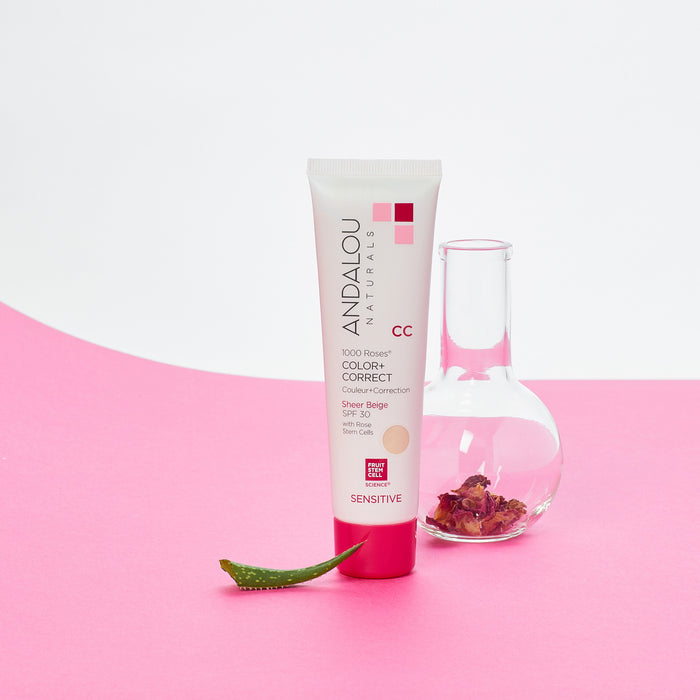 Sensitive 1000 Roses CC Color + Correct Sheer Beige SPF 30 - Andalou Naturals US
