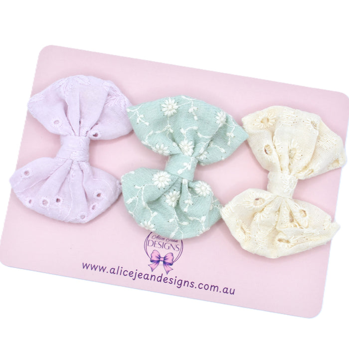 Set of 3 fabric hair bows