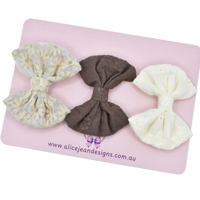 Set of 3 fabric hair bows