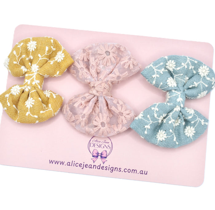 Set of 3 fabric hair bows