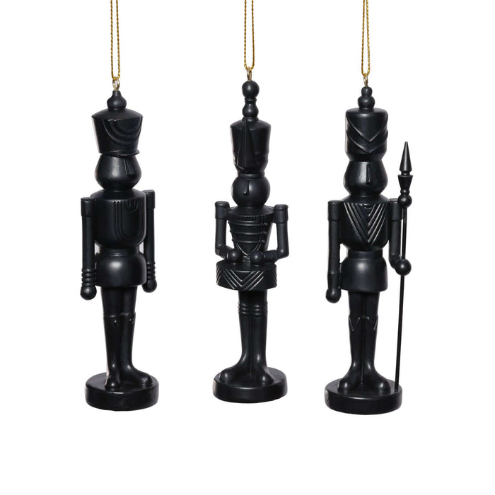 Set of 6 Assorted Soldier Ornament - Black
