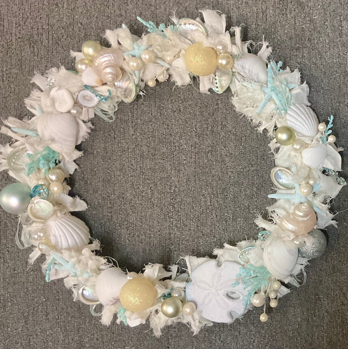 Shabby Ribbon Seashell Wreath
