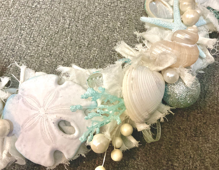 Shabby Ribbon Seashell Wreath