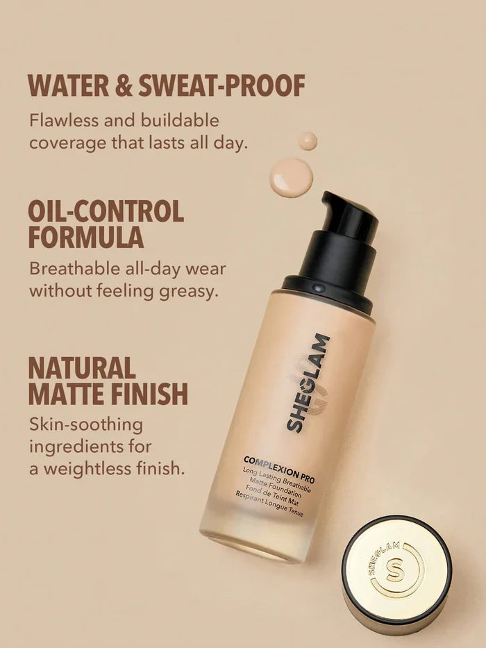Sheglam Complexion Pro Long Lasting Breathable Matte Foundation - Wheat