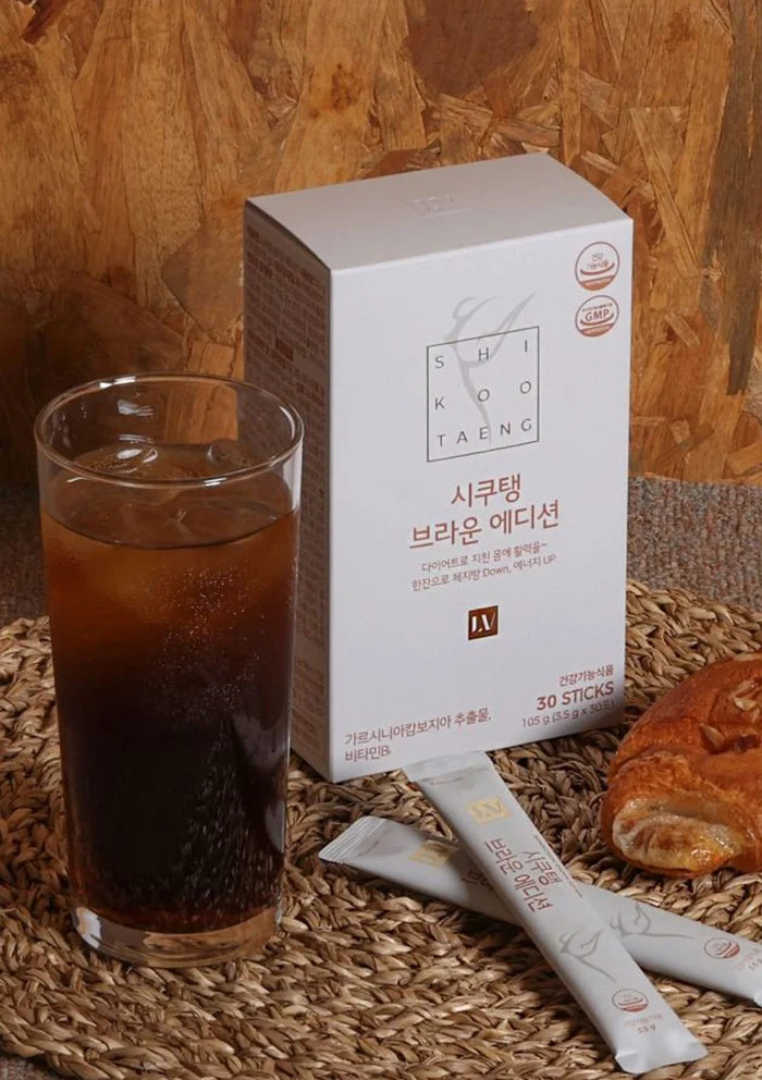 Packaging of SHIKOOTAENG Diet Coffee Hazelnut with text detailing the product name,