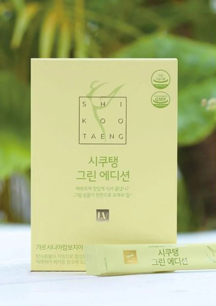 Packaging of SHIKOOTAENG Diet Soda Green Edition Limeade with text and branding,