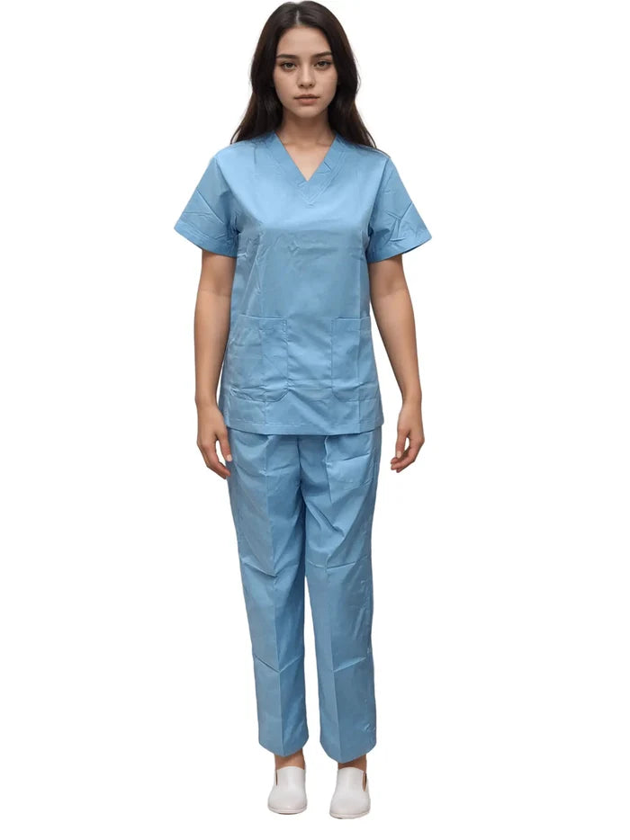 Light Blue  Scrub Dress - Stylish and Comfortable Light Blue Scrub Dress for Healthcare Professionals - J R GARMENTS