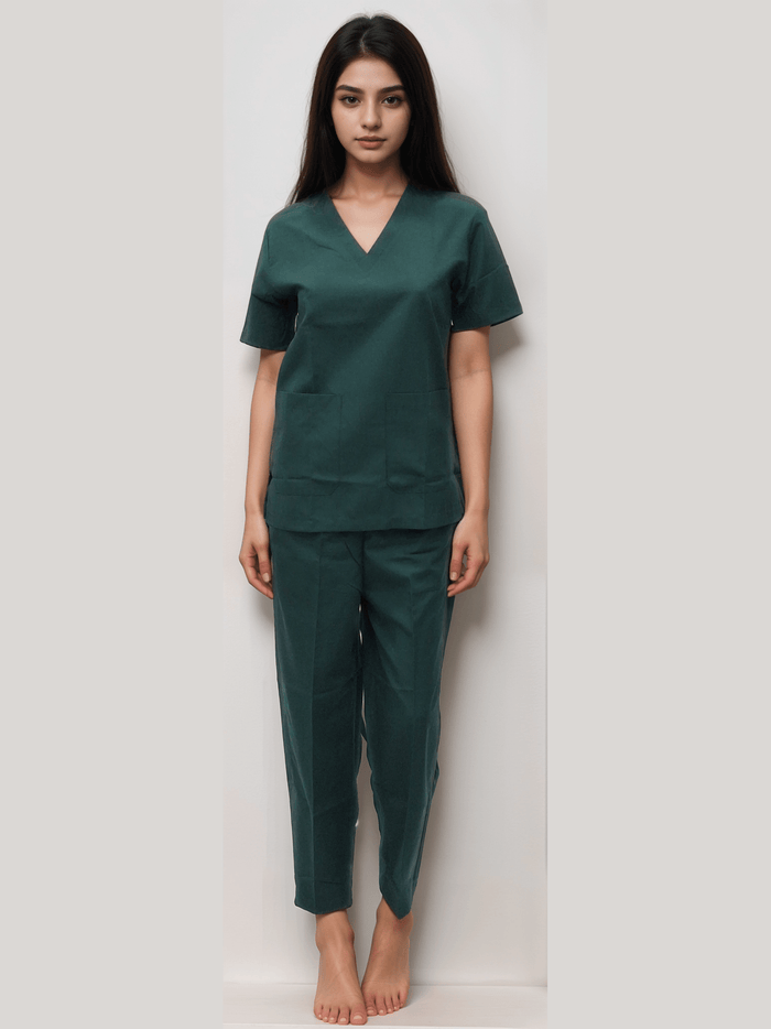 Scrub Dress Bottle Green for Comfort and Style in Healthcare - J R GARMENTS