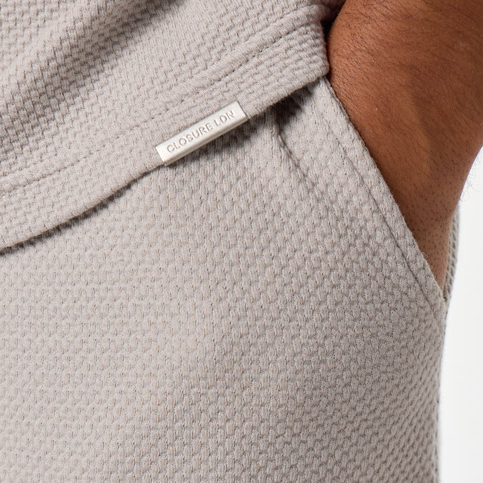 Short Sleeve Textured Polo | Stone