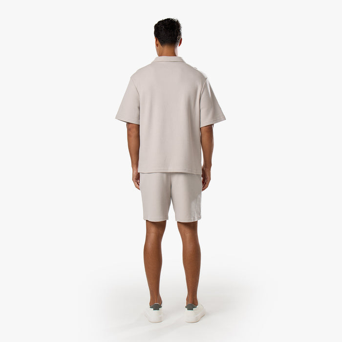 Short Sleeve Textured Polo | Stone