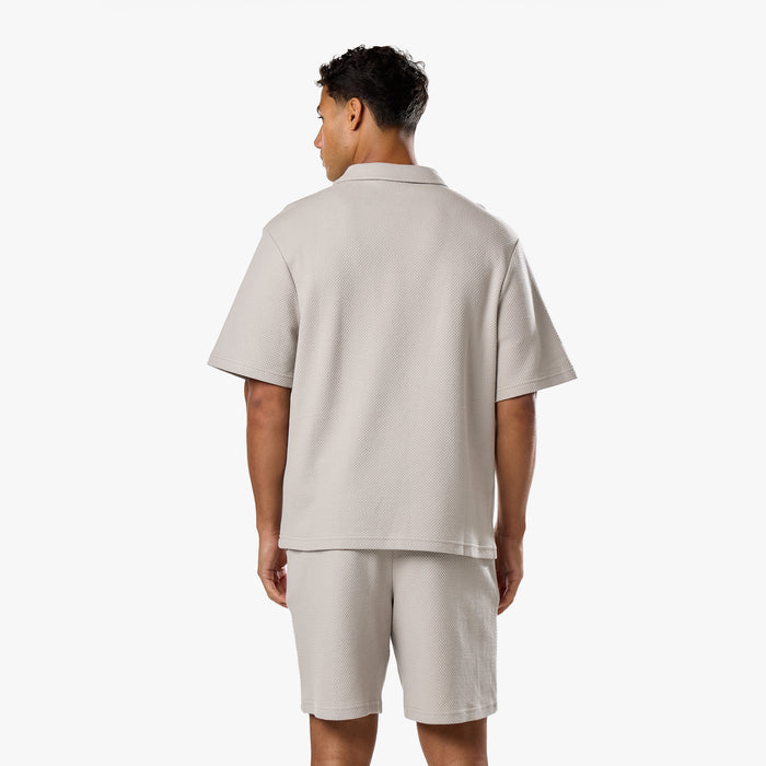 Short Sleeve Textured Polo | Stone