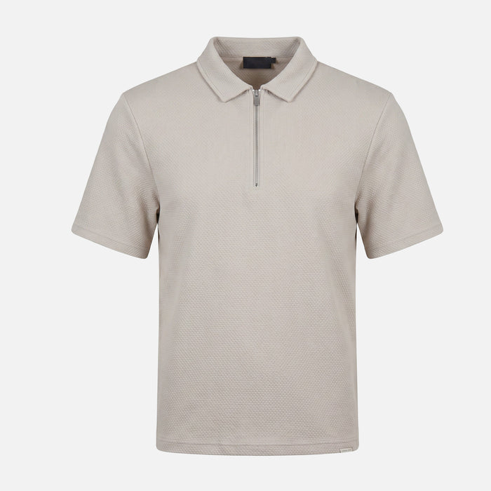 Short Sleeve Textured Polo | Stone