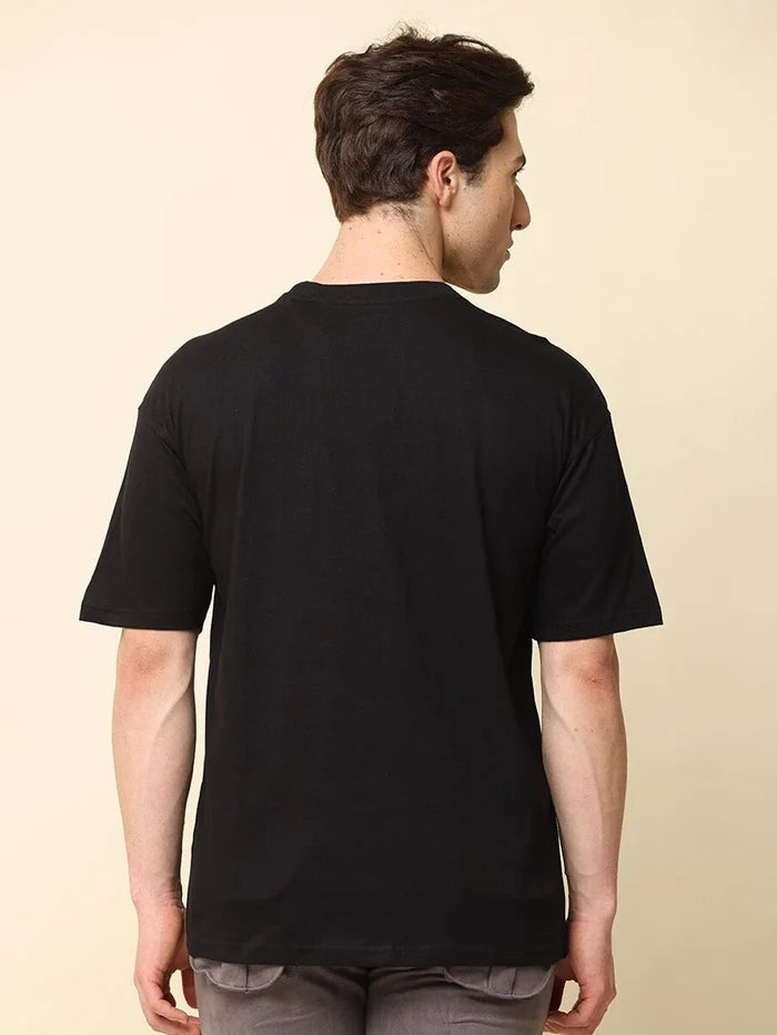 Silisoul Black Oversized Fit Cotton Short Sleeves T-Shirt