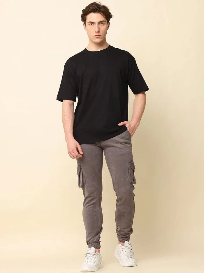 Silisoul Black Oversized Fit Cotton Short Sleeves T-Shirt