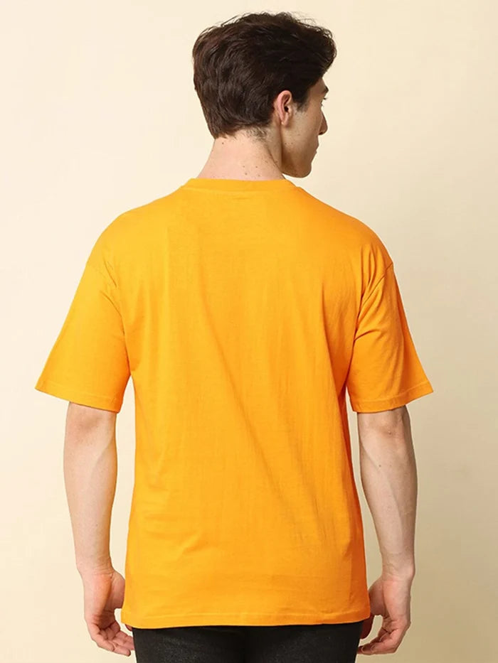 Silisoul Mustard Oversized Fit Pure Cotton Short Sleeves T-Shirt
