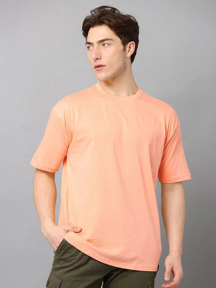 Silisoul Peach Oversized Fit Cotton Short Sleeves Pack of 2 T-Shirt