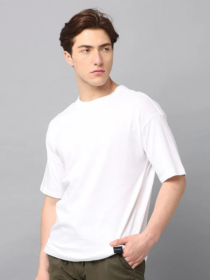 Silisoul Red Oversized Fit Cotton Short Sleeves Round Neck T-Shirt