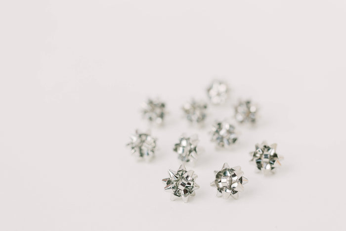 Silver Christmas Present Bow Holiday Earrings