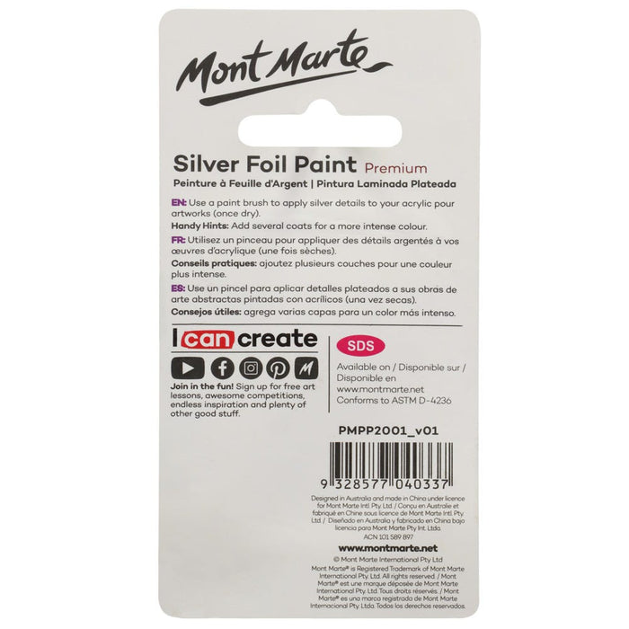 Silver Foil Paint Premium 20ml (0.68 US fl.oz)