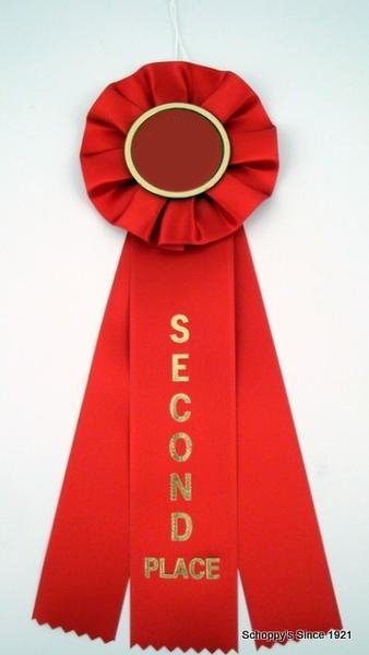 Red Second Place Rosette Ribbon
