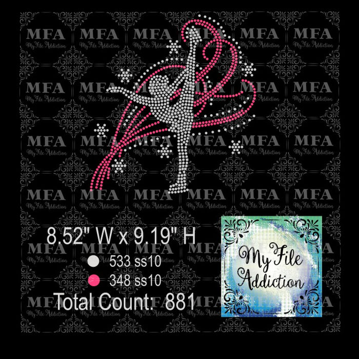 Skater with Swirls Rhinestone Digital Download File