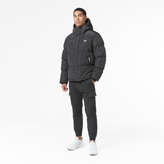 Smart Crinkle Nylon Puffer Jacket | Black
