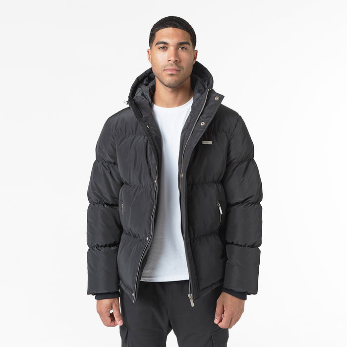 Smart Crinkle Nylon Puffer Jacket | Black