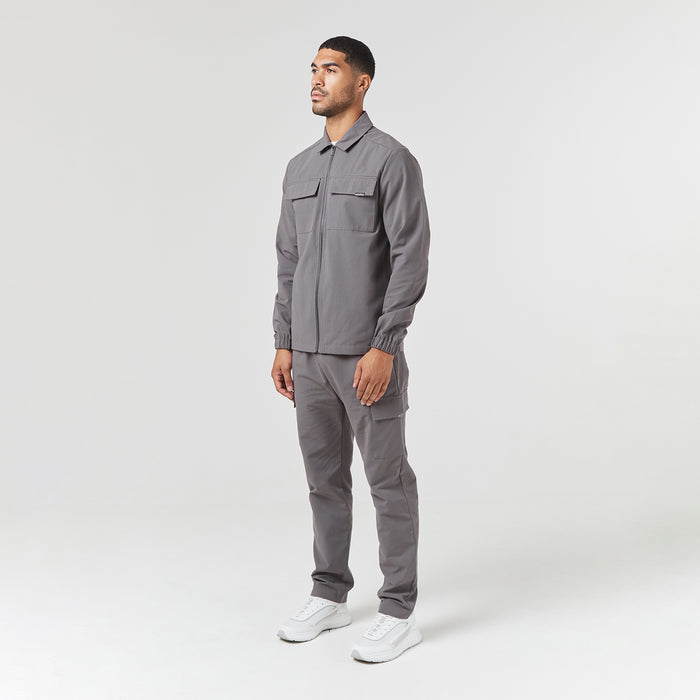 straight leg utility trousers in charcoal grey